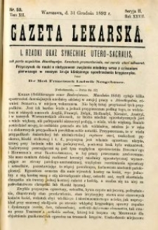 Gazeta Lekarska 1892 R.27, t.12, nr 53