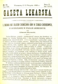 Gazeta Lekarska 1893 R.28, t.13, nr 32