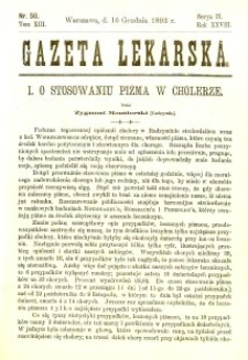 Gazeta Lekarska 1893 R.28, t.13, nr 50
