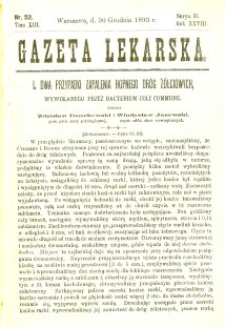 Gazeta Lekarska 1893 R.28, t.13, nr 52