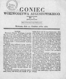 Goniec Wojew&oacute;dztwa Augustowskiego 1830, nr 1