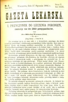 Gazeta Lekarska 1894 R.29, t.14, nr 4