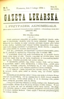 Gazeta Lekarska 1894 R.29, t.14, nr 5