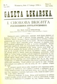 Gazeta Lekarska 1894 R.29, t.14, nr 7