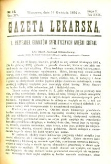 Gazeta Lekarska 1894 R.29, t.14, nr 15