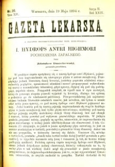 Gazeta Lekarska 1894 R.29, t.14, nr 20