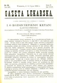 Gazeta Lekarska 1894 R.29, t.14, nr 28