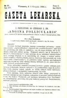 Gazeta Lekarska 1894 R.29, t.14, nr 31