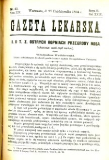 Gazeta Lekarska 1894 R.29, t.14, nr 43