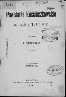 Powstanie Kościuszkowskie w roku 1794-ym