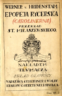 Epopeja rycerska : (Carolinerna)