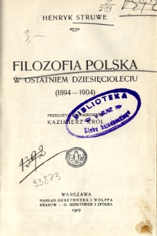 Filozofia polska w ostatnim dziesięcioleciu (1894-1904)