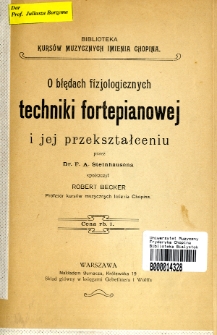 O błędach fizjologicznych techniki fortepianowej i jej przekształceniu