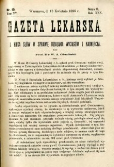 Gazeta Lekarska 1895 R.30, t.15, nr 15