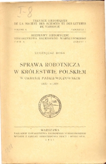 Sprawa robotnicza w Królestwie Polskim w okresie paskiewiczowskim 1831-1855