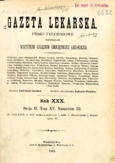 Gazeta Lekarska 1895 R.30 : spis treści tomu XV