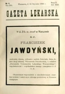Gazeta Lekarska 1896 R.31, t.16, nr 4