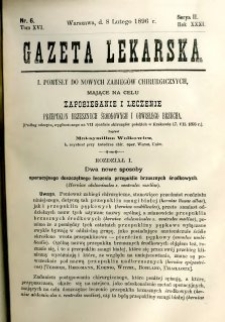 Gazeta Lekarska 1896 R.31, t.16, nr 6