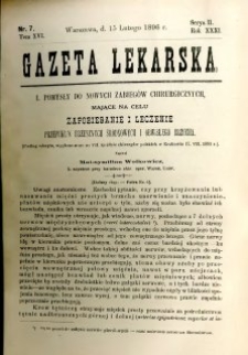 Gazeta Lekarska 1896 R.31, t.16, nr 7