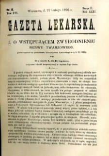 Gazeta Lekarska 1896 R.31, t.16, nr 8