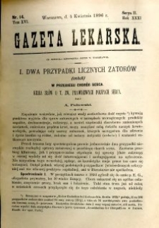 Gazeta Lekarska 1896 R.31, t.16, nr 14