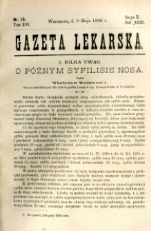 Gazeta Lekarska 1896 R.31, t.16, nr 19