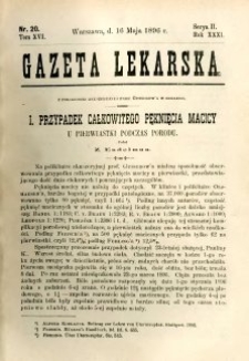 Gazeta Lekarska 1896 R.31, t.16, nr 20