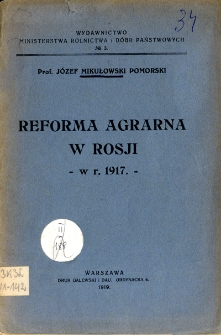 Reforma agrarna w Rosji : w r. 1917