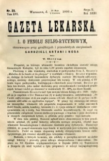 Gazeta Lekarska 1896 R.31, t.16, nr 23