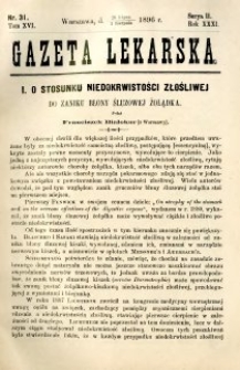 Gazeta Lekarska 1896 R.31, t.16, nr 31