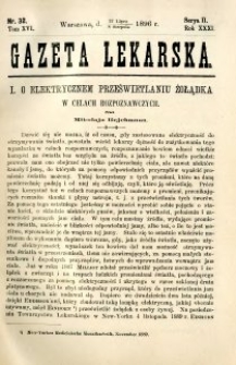 Gazeta Lekarska 1896 R.31, t.16, nr 32