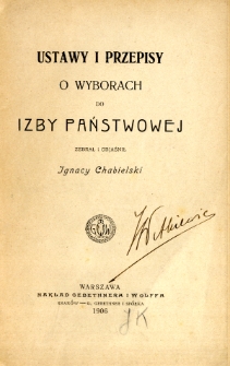 Ustawy i przepisy o wyborach do izby państwowej