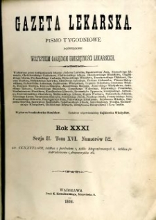 Gazeta Lekarska 1896 R.31 : spis treści tomu XVI