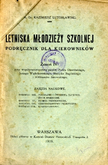 Letniska młodzieży szkolnej : podręcznik dla kierowników. Z. 4
