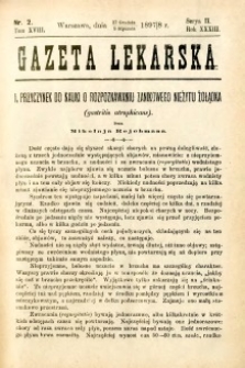 Gazeta Lekarska 1898 R.33, t.18, nr 2
