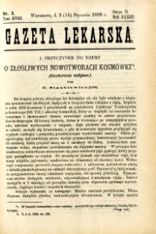 Gazeta Lekarska 1898 R.33, t.18, nr 3