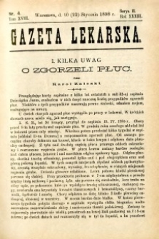 Gazeta Lekarska 1898 R.33, t.18, nr 4