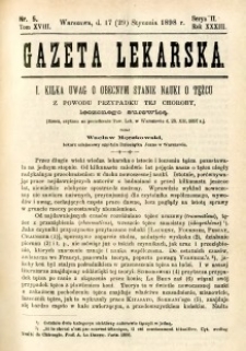 Gazeta Lekarska 1898 R.33, t.18, nr 5