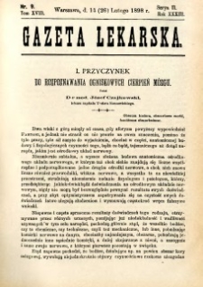 Gazeta Lekarska 1898 R.33, t.18, nr 9