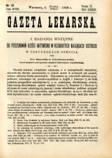 Gazeta Lekarska 1898 R.33, t.18, nr 10
