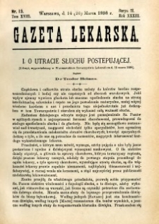 Gazeta Lekarska 1898 R.33, t.18, nr 13