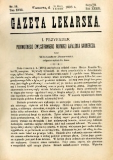 Gazeta Lekarska 1898 R.33, t.18, nr 14
