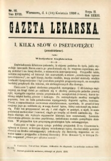Gazeta Lekarska 1898 R.33, t.18, nr 16