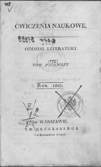 Ćwiczenia naukowe. T. 1,. R. 1818, Oddział literatury