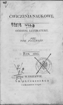 Ćwiczenia naukowe. T. 1,. R. 1818, Oddział literatury