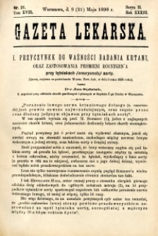 Gazeta Lekarska 1898 R.33, t.18, nr 21