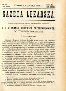 Gazeta Lekarska 1898 R.33, t.18, nr 25