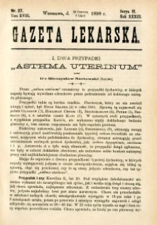 Gazeta Lekarska 1898 R.33, t.18, nr 27