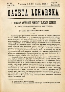 Gazeta Lekarska 1898 R.33, t.18, nr 33