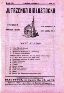 Jutrzenka Białostocka 1930, R. 2, nr 5 (lipiec)